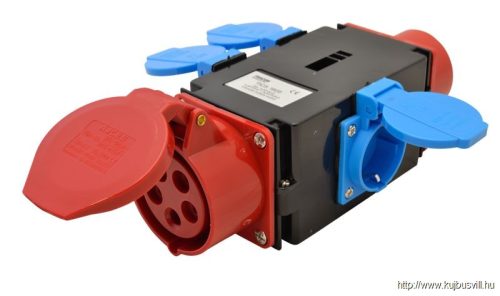 TRACON TICS-1605 Multifunkcionális elosztó-csatlakozóaljzat 16A, IN/OUT 3P+N+E 6h, OUT 3x2P+E (Schuko), IP44