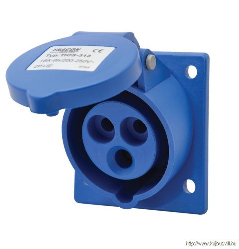 TICS-313 Beépíthető ferde ipari csatlakozóaljzat 16A, 250V, 2P+E, 6h, IP44