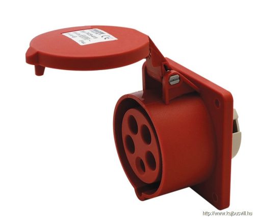 TICS-415 Beépíthető egyenes ipari csatlakozóaljzat 16A, 400V, 3P+N+E, 6h, IP44
