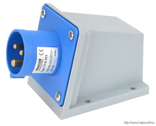 TICS-513 Felületre szerelhető ipari csatlakozó dugó 16A, 250V, 2P+E, 6h, IP44