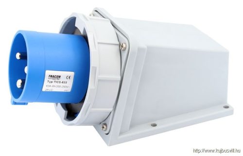 TICS-533 Felületre szerelhető ipari csatlakozó dugó 63A, 250V, 2P+E, 6h, IP67