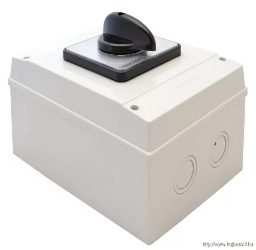 TRACON TK-129/3T65 Tokozott kézikapcsoló, BE-KI 400V, 50Hz, 125A, 3P, 30kW, 88×88mm, 90°, IP65