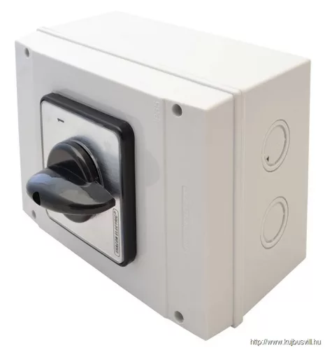 TRACON TK-129/3T65 Tokozott kézikapcsoló, BE-KI 400V, 50Hz, 125A, 3P, 30kW, 88×88mm, 90°, IP65