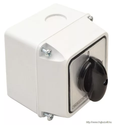 TRACON TK-209/2T65 Tokozott kézikapcsoló, BE-KI 400V, 50Hz, 20A, 2P, 5,5kW, 48×48mm, 90°, IP65