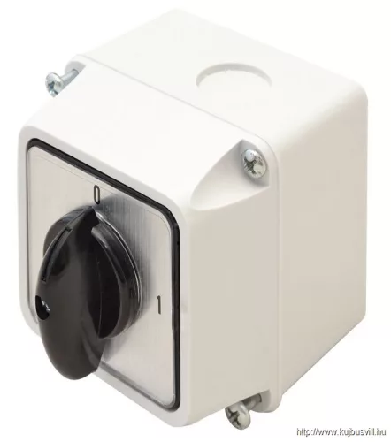 TRACON TK-209/2T65 Tokozott kézikapcsoló, BE-KI 400V, 50Hz, 20A, 2P, 5,5kW, 48×48mm, 90°, IP65