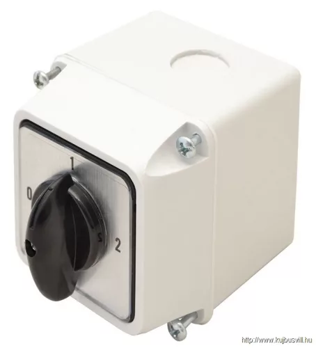 TRACON TK-209/3T Tokozott kézikapcsoló, BE-KI 400V, 50Hz, 20A, 3P, 5,5kW, 48×48mm, 90°, IP44