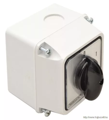 TRACON TK-256/2T65 Tokozott kézikapcsoló, BE-KI 400V, 50Hz, 25A, 2P, 7,5kW, 48×48mm, 60°, IP65