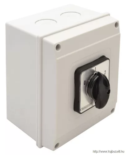 TRACON TK-256/3T65 Tokozott kézikapcsoló, BE-KI 400V, 50Hz, 25A, 3P, 7,5kW, 48×48mm, 60°, IP65