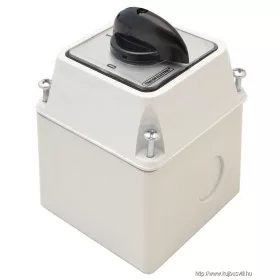   TRACON TK-259/2T65 Tokozott kézikapcsoló, BE-KI 400V, 50Hz, 25A, 2P, 7,5kW, 48×48mm, 90°, IP65