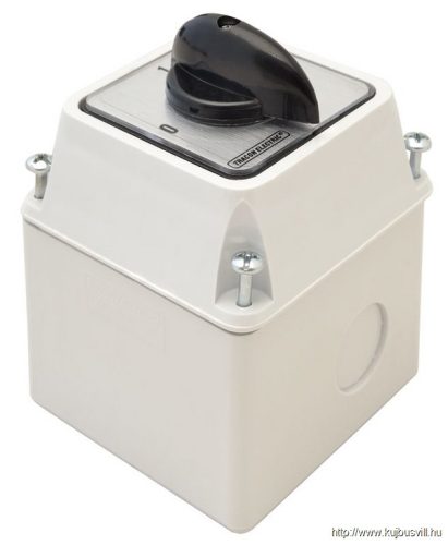 TK-259/2T65 Tokozott kézikapcsoló, BE-KI 400V, 50Hz, 25A, 2P, 7,5kW, 48×48mm, 90°, IP65
