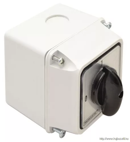 TRACON TK-259/2T65 Tokozott kézikapcsoló, BE-KI 400V, 50Hz, 25A, 2P, 7,5kW, 48×48mm, 90°, IP65