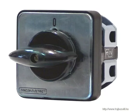 TRACON TK-259/2T65 Tokozott kézikapcsoló, BE-KI 400V, 50Hz, 25A, 2P, 7,5kW, 48×48mm, 90°, IP65