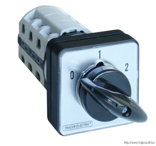 TKB-206/4 Választókapcsoló, 0-1-2 400V, 50Hz, 20A, 2×4P, 5,5kW, 48×48mm, 60°