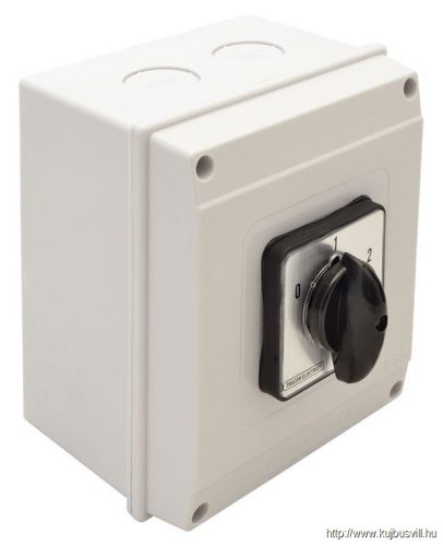 TKB-256/3T65 Tokozott választókapcsoló, 0-1-2 400V, 50Hz, 25A, 2×3P, 7,5kW, 48×48mm, 60°, IP65