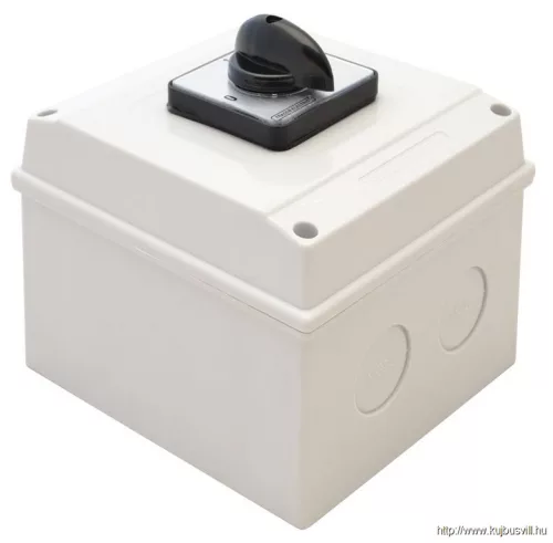 TRACON TKB-259/3T65 Tokozott választókapcsoló, 0-1-2 400V, 50Hz, 25A, 2×3P, 7,5kW, 48×48mm, 90°, IP65