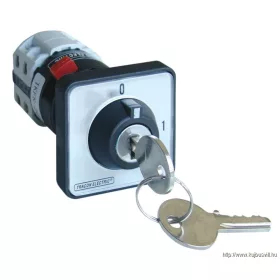   TRACON TKFK-20 Főkapcsoló, kulcsos, BE-KI (Kulcs 0-állásban vehető ki) 400V, 50Hz, 20A, 4P, 5,5kW, 48×48mm