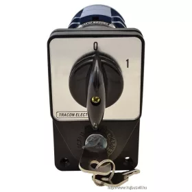   TRACON TKFK-63 Főkapcsoló, kulcsos, BE-KI (Kulcs 0-állásban vehető ki) 400V, 50Hz, 63A, 4P, 18,5kW, 64×122mm