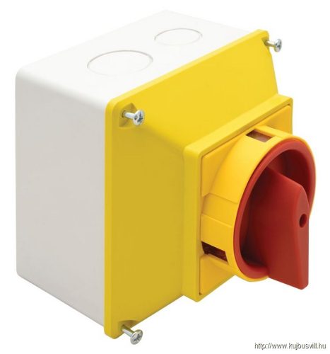 TKFL-20T Tokozott főkapcsoló, lakatolható, BE-KI 400V, 50Hz, 20A, 4P, 5,5kW, 48×48mm, IP44