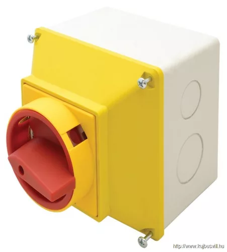 TRACON TKFL-20T Tokozott főkapcsoló, lakatolható, BE-KI 400V, 50Hz, 20A, 4P, 5,5kW, 64×64mm, IP44