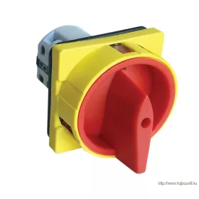   TRACON TKFL-25T65S Tokozott főkapcsoló, lakatolható, sárga fedéllel, BE-KI 400V, 50Hz, 25A, 4P, 7,5kW, 64×64mm, IP65