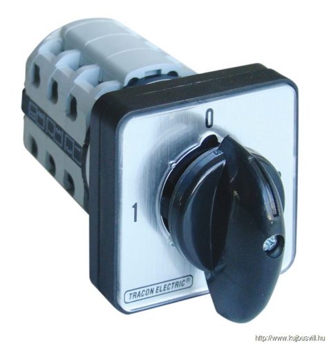 TKV-329/4T Tokozott választókapcsoló, 1-0-2 400V, 50Hz, 32A, 2×4P, 11kW, 64×64mm, 90°, IP44
