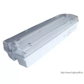   TRACON TLBV-18A Fénycsöves vészvilágító lámpatest, készenléti üzem 230V, 50Hz, T5, G5, 1×8W, 1h,2,4V/1,5Ah,Ni-Cd, IP65,
