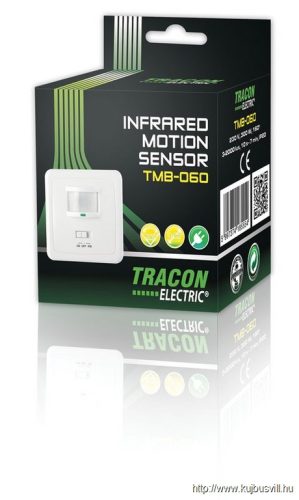 TRACON TMB-060 Mozgásérzékelő, süllyesztett, fehér 230V, 50 Hz 160°, 3-2000lux, 10s-7min, IP20