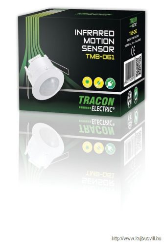 TRACON TMB-061 Mozgásérzékelő, álmenyezetbe szerelhető, fehér 230V, 50Hz, 360°, 3-2000lux, 10s-15min, IP20