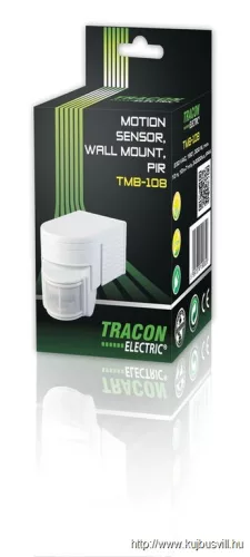 TRACON TMB-108 Mozgásérzékelő, infra falra 230V, 50Hz, 180°, max. 12m, 10s-7min, 3-2000lux, IP44