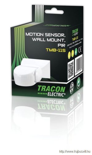 TRACON TMB-115 Mozgásérzékelő, infra falra 230V, 50Hz, 180°, max. 12m, 10s-15min, 3-2000lux, IP65