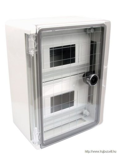 TME282113MT Műanyag elosztószekrény maszkos átlátszó ajtóval 2x6mod, HxWxD=280x210x130mm, IP65, IK10, 1000V AC/DC