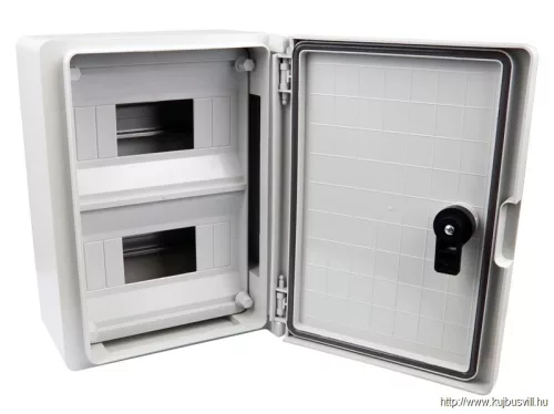 TRACON TME282113M Műanyag elosztószekrény maszkos 1x8mod, HxWxD=280x210x130mm, IP65, IK10, 1000V AC/DC