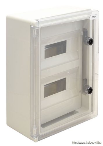 TME403017MT Műanyag elosztószekrény maszkos átlátszó ajtóval 2x12 mod, HxWxD=400x300x165mm, IP65, IK10, 1000V AC/DC