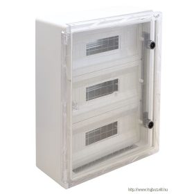   TRACON TME504018MT Műanyag elosztószekrény maszkos átlátszó ajtóval 3x17 mod, HxWxD=500x400x175mm, IP65, IK10, 1000V AC/DC