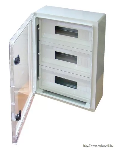 TRACON TME605022MT Műanyag elosztószekrény maszkos átlátszó ajtóval 3x22mod, HxWxD=600x500x220mm, IP65, IK10, 1000V AC/DC