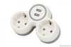 TND2-USB Többférőhelyes átalakító csatlakozó, 2X USB, szürke + fehér 2×SCHUKO, max.16A, 230VAC, 3680W, PP, USB: 5V, 2,1 A