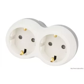   TRACON TND2 Többférőhelyes átalakító csatlakozó, szürke + fehér 2×SCHUKO, max.16A, 230VAC, 3680W, PP