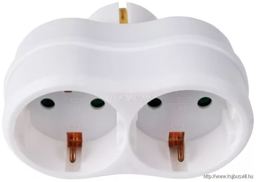 TRACON TNS2 Többférőhelyes átalakító csatlakozó, fehér 2×SCHUKO, max.16A, 250VAC