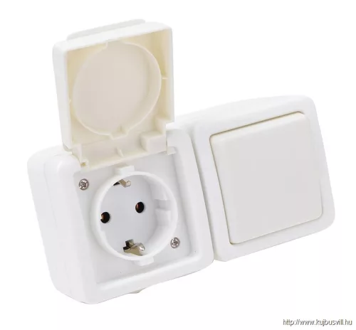 TRACON TR-PH03 Falon kívüli egy áramkörös kapcsoló+csatlakozóaljzat 16A/250VAC, IP54 (101)