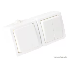   TRACON TR-PH09 Falon kívüli 2-áramkörös kapcsoló+csatlakozóaljzat 16A/250VAC, IP54, (105)