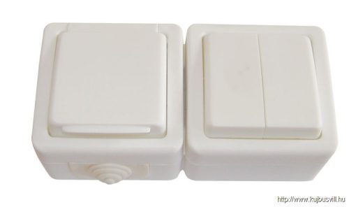 TR-PH10 Falon kívüli 2-áramkörös váltókapcsoló+csatlakozóaljzat 16A/250VAC, IP54, (106/2)