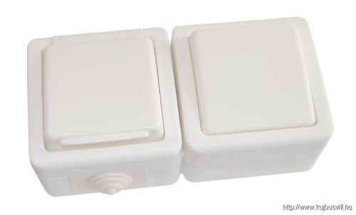 TR-PH11 Falon kívüli kétpólusú kapcsoló+csatlakozóaljzat 16A/250VAC, IP54, (102)