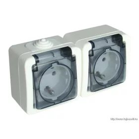   TRACON TR-PHF02 Falon kívüli kettős csatlakozóaljzat, csapos védőérintkező 16A/250VAC, IP54,