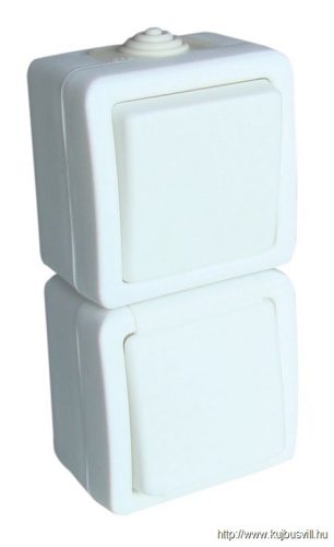 TR-PHF03 Falon kívüli egy áramkörös kapcsoló+csatlakozóaljzat, csapos 16A/250VAC, IP54, (101)
