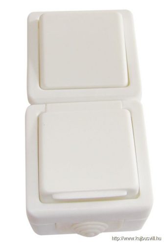 TR-PHF08V Falon kívüli váltókapcsoló+csatlakozóaljzat, függől., csapos 16A/250VAC, IP54, (106)