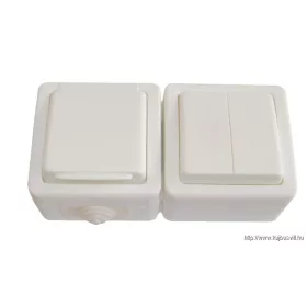   TRACON TR-PHF09 Falon kívüli 2-áramkörös kapcsoló+csatlakozóaljzat, csapos 16A/250VAC, IP54, (105)