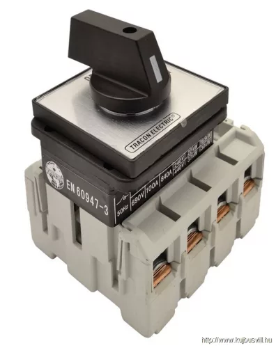 TRACON TS-10/4 Szakaszoló kapcsoló 400V, 50Hz, 100A, 4P, 30kW, 88×88mm