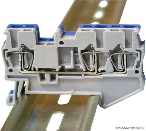 TSKB1/3 Háromkapcsos ipari sorozatkapocs, rugós, sínre, szürke 0,14-1,5mm2, 500VAC, 17,5A