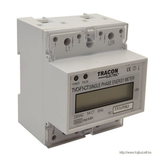 TVO-F1-CT LCD kijelzésű egyfázisú áramváltós fogyasztásmérő 230V / 5 A Pd=1W