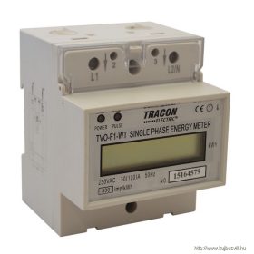   TRACON TVO-F1-WT LCD kijelzésű 1 fázisú átfűzős fogyasztásmérő, közvetlen 230V / 30 (100)A Pd=1W